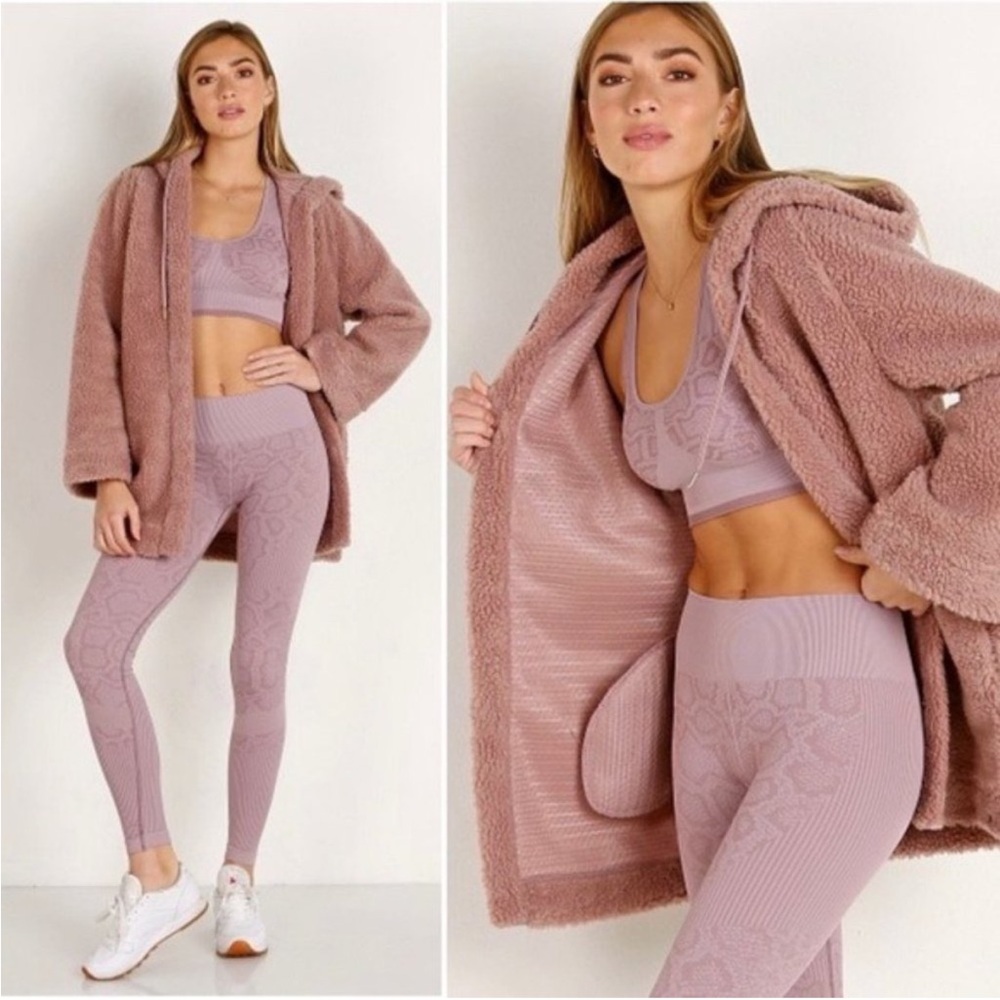 Varley Cowan Teddy Bear Sherpa in Deauville Jacket Coat Mauve